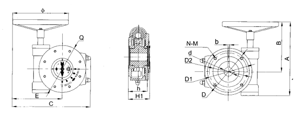 QDX3系列部分回转型阀门手动装置