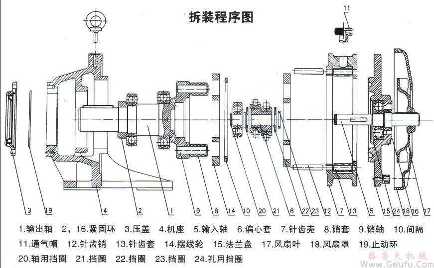 摆线针轮减速机组装图